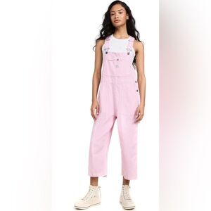 Denimist relaxed stripe overalls pink XS